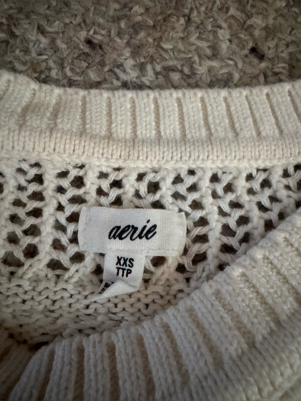 Cream Aerie crochet oversized short sleeve sweater - Picture 2 of 2